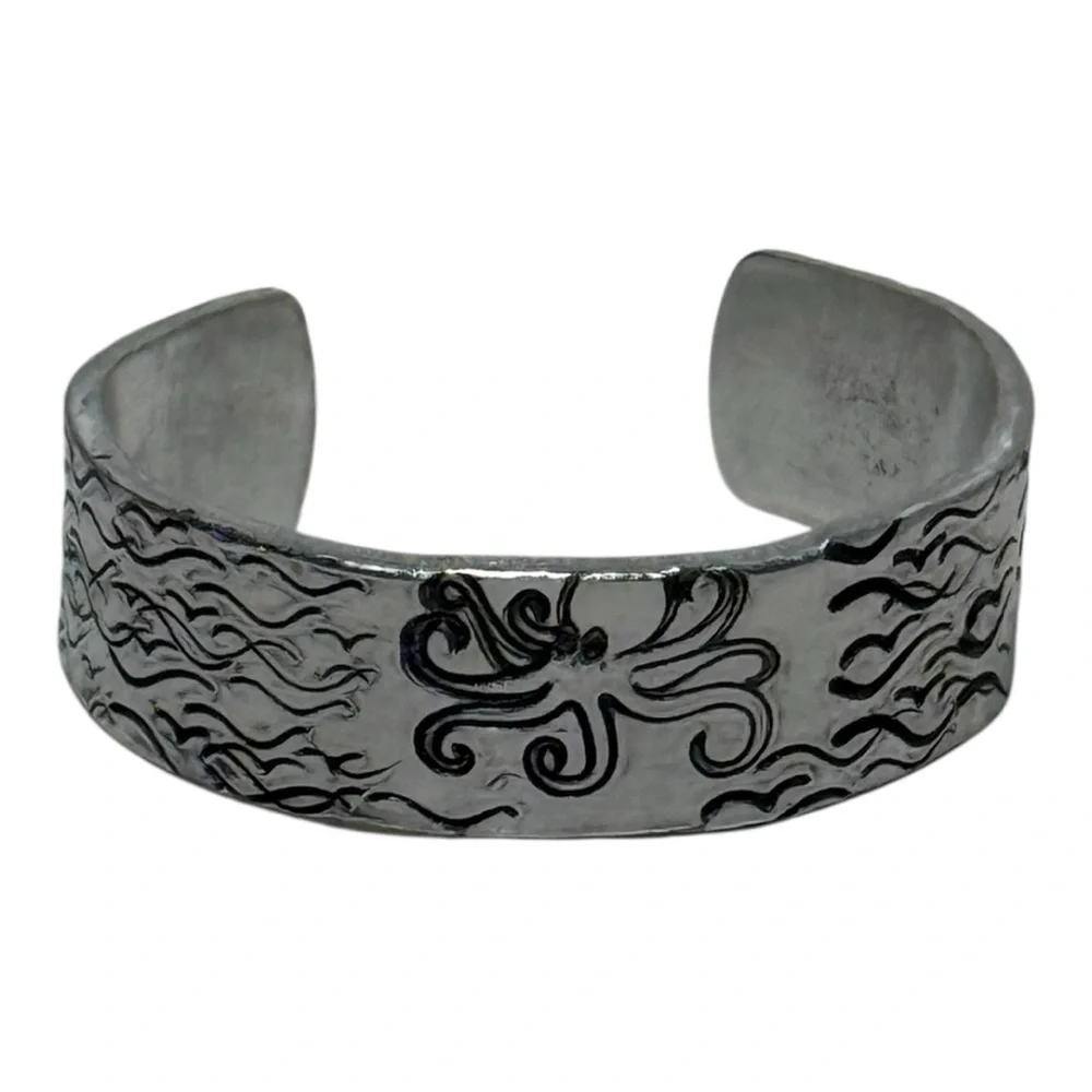 Handmade octopus in ocean silver hypoallergenic aluminum‎ adjustable cuff ring
